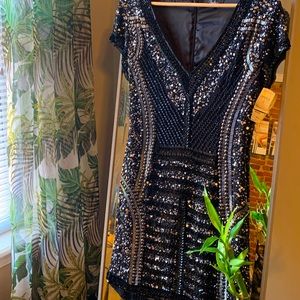 Parker Black Sequined Cocktail Dress, Never Worn